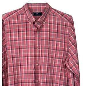 Vineyard Vines Men’s M Plaid Button Down Shirt – Pink Performance Preppy